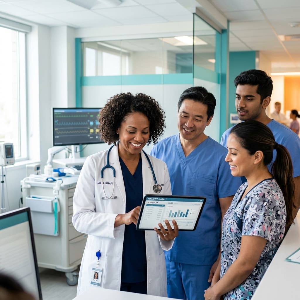 Doctor using tablet