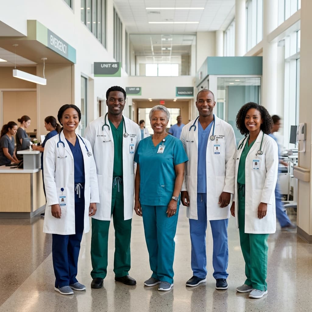 Black medical professionals smiling